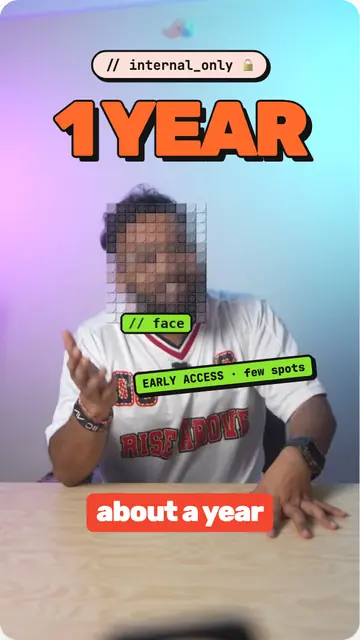 Storyboard frame: 1 YEAR with an early-access ticket landing in the hand