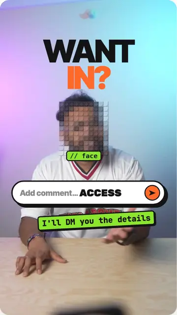 Storyboard frame: WANT IN? with a comment bar typing ACCESS